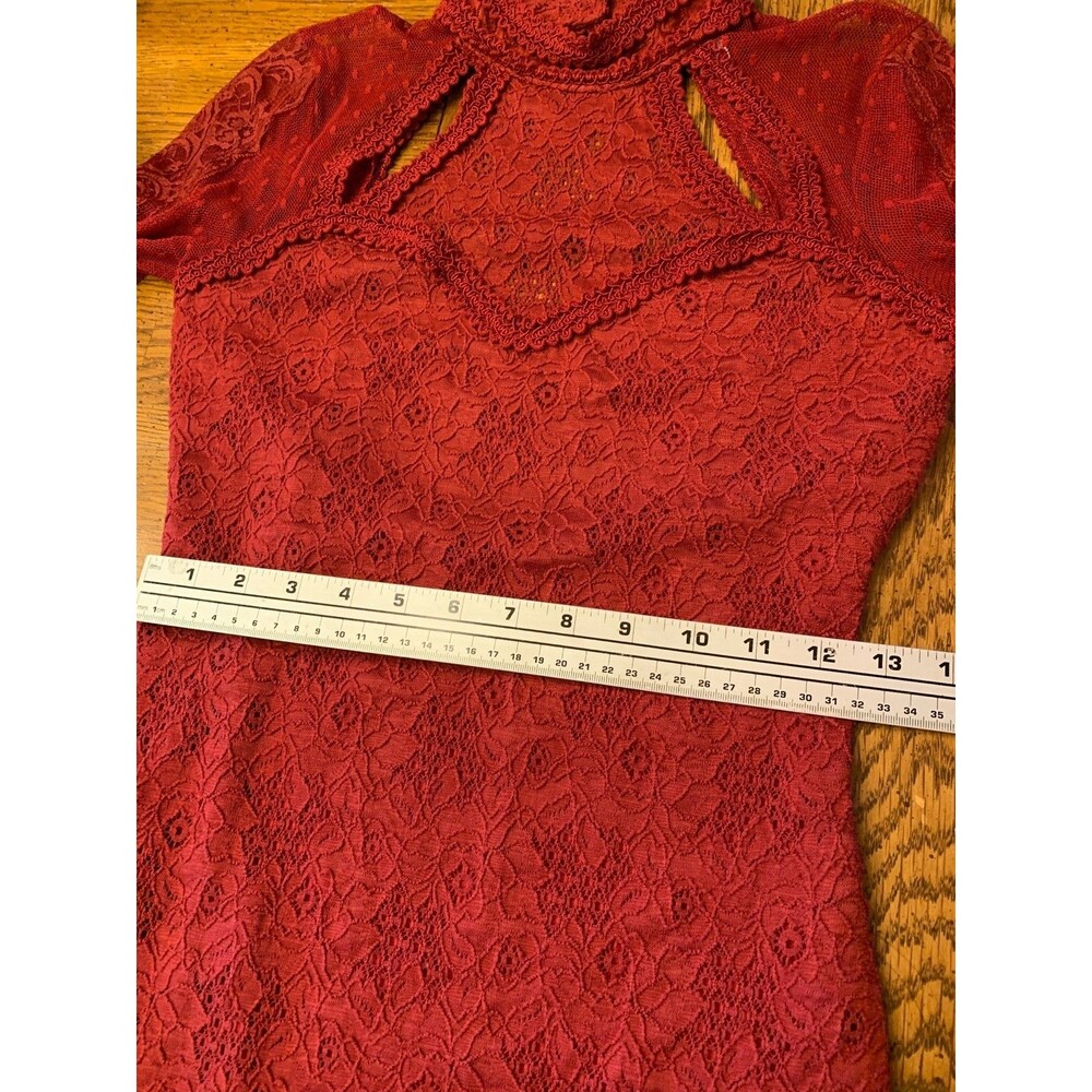 Free People Witchy Red Lacy Dress Cocktail Party Whimsigoth Small Sexy Vamp - Picture 13 of 16